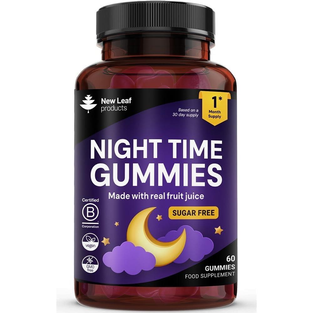 New Leaf Product Night Time Gummies - Lavender Flower, L-Theanine Vitamin B6 & Magnesium - 60 Gummies, Vegan, Gmo Free, Gluten Free - Image 3