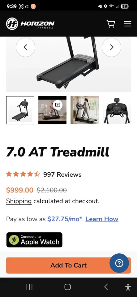 CINTA DE CORRER HORIZON 7.0 AT Studio Foto 3 de 4