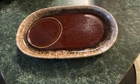 Pottery USA Sandwich/ Soup Plate Brown Drip Glaze Snack Tray Oven Proof Vtg