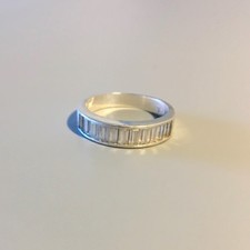 Sterling Silver and White Stone Band Size 17