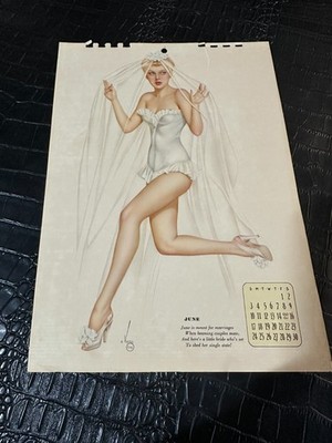 Vintage Pin-Up Pinup print (PINUP-36E) VARGAS CALENDAR PAGE - JUNE