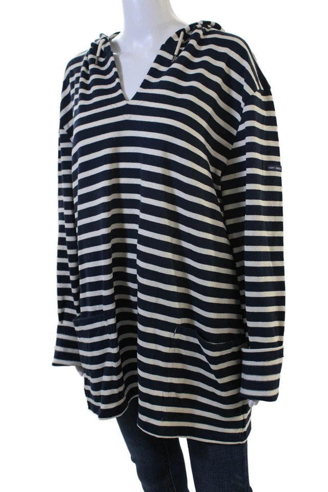 Sudadera con Capucha Saint James Unisex Azul Oscuro Rayas Talla L Foto 2 de 4