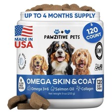 Pawzitive Pets Omega Skin  Coat Collagen Soft Chews For Dogs 120 Count 11/2026