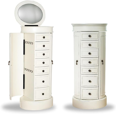 Bailey Oval Standing Jewelry Armoire Cabinet, Jewelry Storage Organizer with Mir