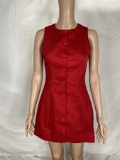 Mirror Palais Womens Denim Button Down Sleeveless Mini Dress Size S Rouge Red