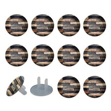Outlet Covers 12/24 Pack   Dark Grey Wooden 1 Outlet Plug Covers   Baby Sa...