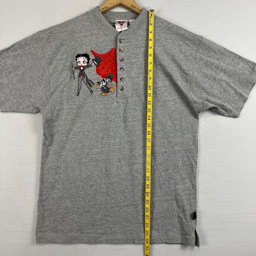 VINTAGE 90's Betty Boop T-Shirt MGM Grand Las Vegas Adult L Henley Embroidered - Picture 9 of 9