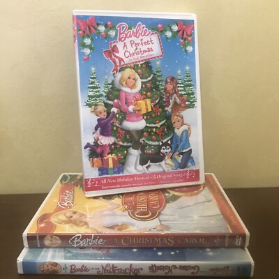 Lot of 3 Barbie Christmas DVDs - Christmas Carol, Perfect Christmas, Nutcracker