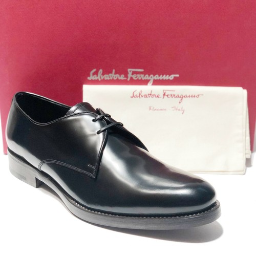 Abito uomo Ferragamo 9,5 B 42,5 pelle lucida nero Oxford smoking matrimonio formale