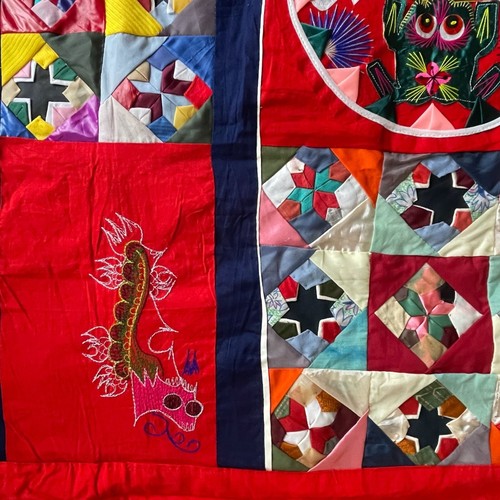 Vintage Chinese Handmade Folk Art Bai Jia Bei Patchwork Quilt Double Sided 56x61 - Picture 11 of 16