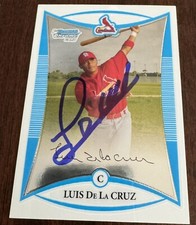 Luis De La Cruz Auto Signed 2008 Bowman Chrome Prospects Cardinals Braves IP