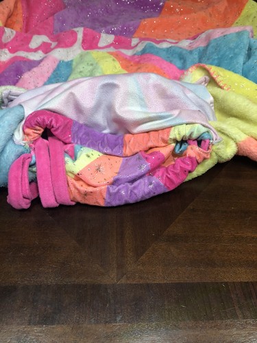 Justice Tie Dye Pillow Blanket With Hood Rainbow With Silver Stars Plush Cozy - Picture 8 of 10