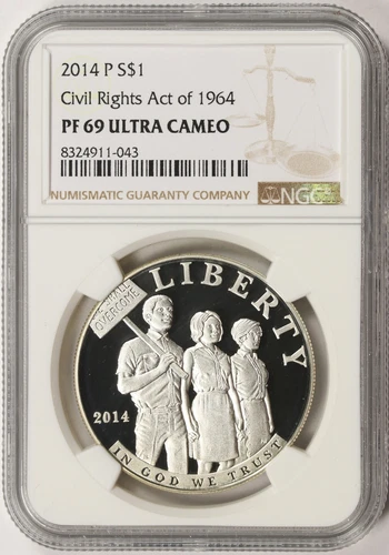 2014-P $1 Civil Rights Act of 1964 Silver Dollar Commem NGC PF69 Ultra Cameo