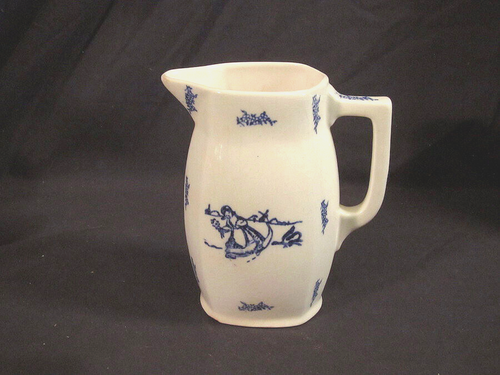 vntge antik Niederländisch Delft Blue Ridge Buttermilch Krug Dame Clara Windmühle Mädchen