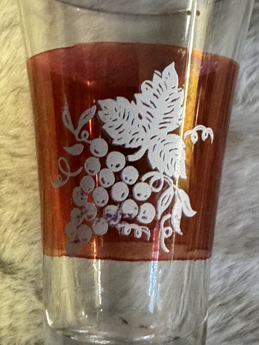 Vtg Italian Set/2 5" Glass Sherry Cordial Liqueur Stemware Grapes Vines Lubiana - Picture 8 of 9