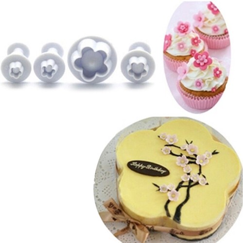 4Pcs Plum Flower Fondant Cake Cutter Plunger Cookie Mold Decorating Candy Mo_bf - Picture 12 of 12