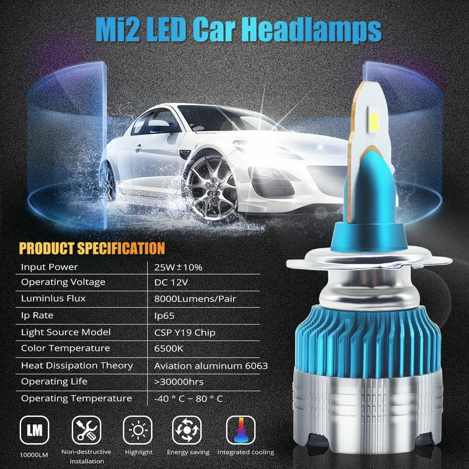 Pack Ampoules LED H4 VOLVO 850 Break 855 (06.1991 à 12.1996) - Blanc 72W