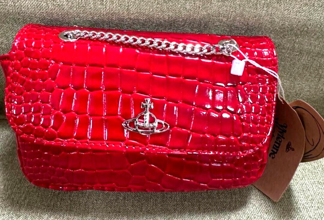 Vivienne Westwood Mini Chain Shoulder Bag Red Leather