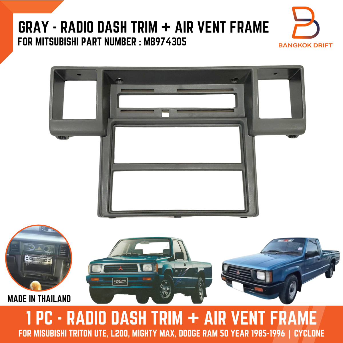 GREY RADIO DASHBOARD PANEL FASCIA VENT TRIM FOR MITSUBISHI L200
