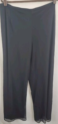 JS Collection Black Palazzo Pants Sheer Overlay Size 14