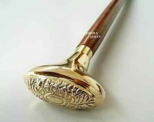 Victorian Solid Brass Designer Head Handle Vintage Wooden Cane Walking Stick New
