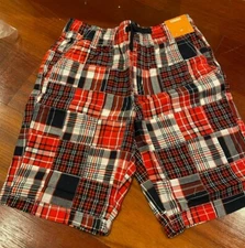 *NEW* Gymboree boys size 10 red, white, navy plaid shorts RP $32.95