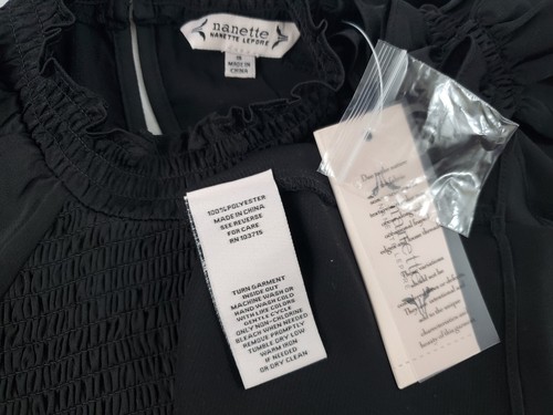 Nanette Lepore women blouse top shirt LW2H19X33 very black polyester S $78 - 第 3/7 張圖片