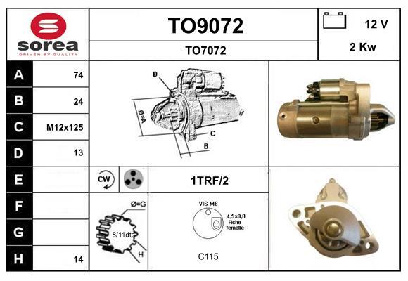 Démarreur SNRA TO9072 pour démarrer votre Toyota Avensis par grand froid