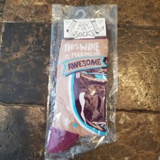 Primitives by Kathy This Wine Is Making Me Awesome Fun Socks OSFM NWT