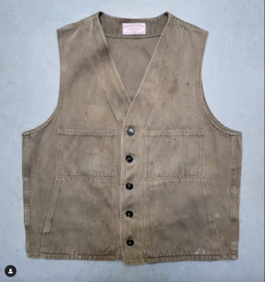Vtg CC FILSON Moleskin MACKINAW Fishing Hunting Vest Sz L Made USA