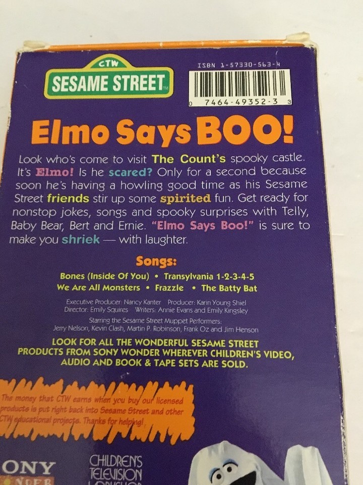 Sesame Street-Elmo Says Boo [VHS]-TESTED-RARE VINTAGE COLLECTIBLE-SHIPS ...