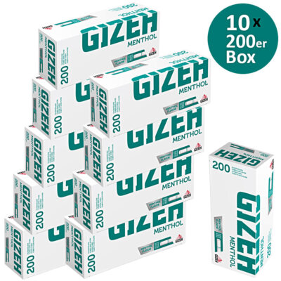 2000 Stück GIZEH Menthol Tip (10 x 200) Zigarettenhülsen Filterhülsen Hülsen