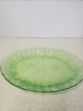 Jeanette Vintage Uranium Floral Poinsettia Oval Platter Tray Green Depression