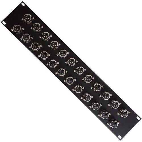 24 Port XLR Patch Panel 2U 19 Rack 3 Pin Female Audio Socket Connector Chassis - 第 2/2 張圖片
