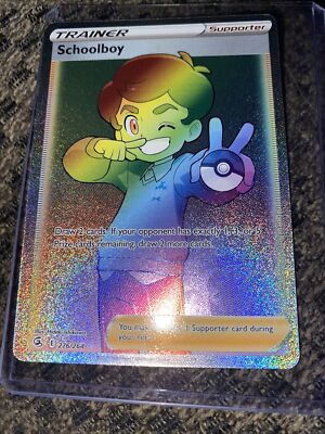 Pokemon Card Rainbow ￼Holo Schoolboy Trainer Supporter Mega ￼Ultra rare￼
