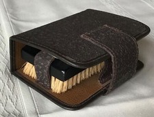 VINTAGE SWANK CLOTHES SHOE BRUS  SHOE HORN IN LEATHER CASE
