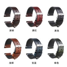 18-22mm Oil Wax Leather Watch Straps For Retro Ultra Thin Cowhide Soft Bracelet