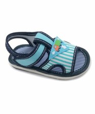 Papos Infant Baby Blue Sandals Stripe Trucker Walk n Squeak Squeaker Infant 2