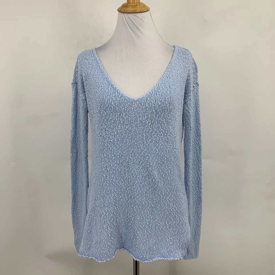 Suéter Talula Mujer XXS 2XS Bebé Azul Tejido Áspero Cuello en V Ventilación Lateral Dobladillo Acrílico Foto 2 de 4