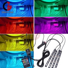 4X 9 SMD LED RGB LED Strip Lights Music Wireless Remote Control Car Decoration