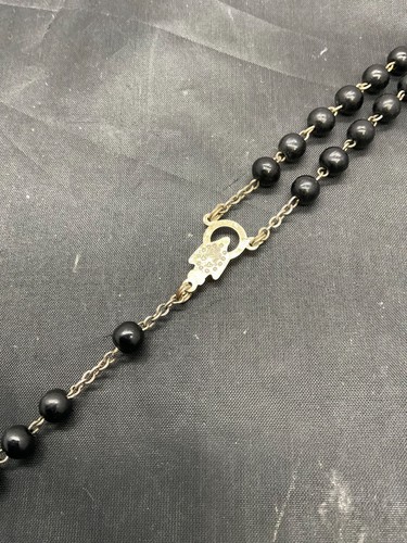 Gebrauchte DOLCE & GABBANA Halskette Rosenkranz schwarz silber Kreuz mit Box Schmuck - Bild 4 von 10