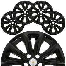 4 fits 2019-2025 Chevrolet Malibu LT 17" Black Wheel Skins Hub Caps Rim Covers