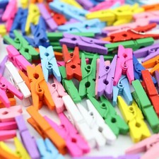 100 Pack 1 Inch Colorful Mini Wooden Clothespins Natural Wood Texture Hanging