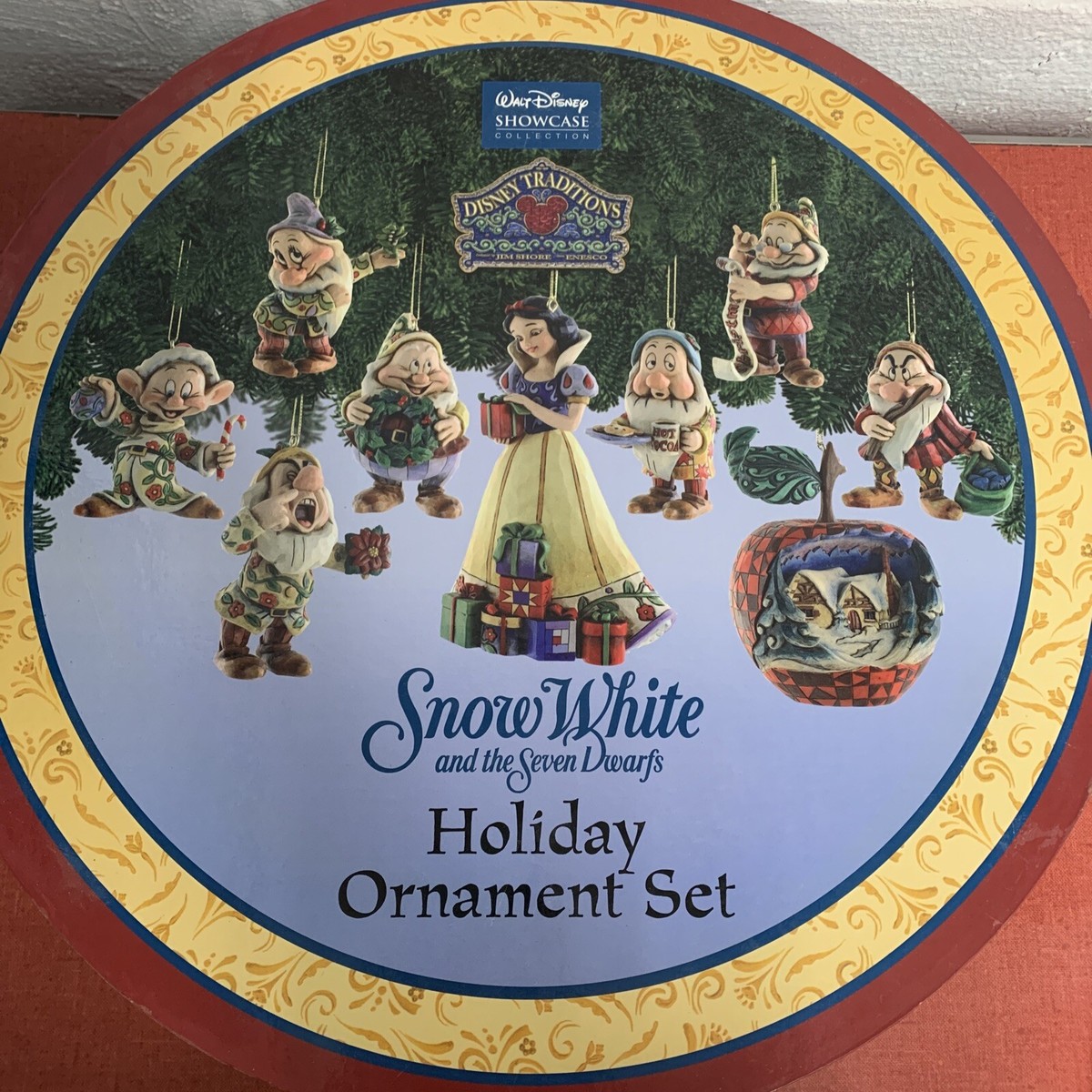 Jim Shore Disney Traditions Apple 9Pc SnowWhite 7 Dwarfs Holiday