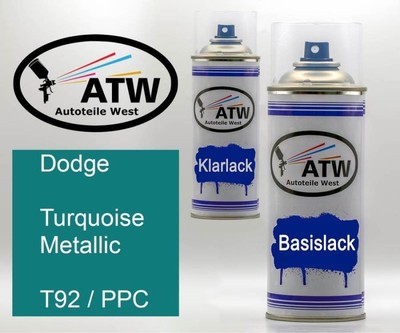 Dodge, Turquoise Metallic, T92 / PPC, 400ml Sprühdose + 400ml Klarlack - Set