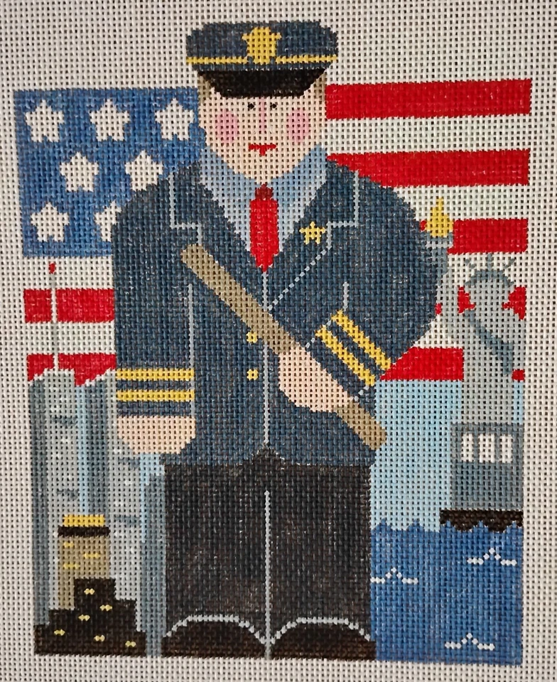 Hand-painted New York City Police Officer needlepoint canvas, MP 403 - Image 2 of 4