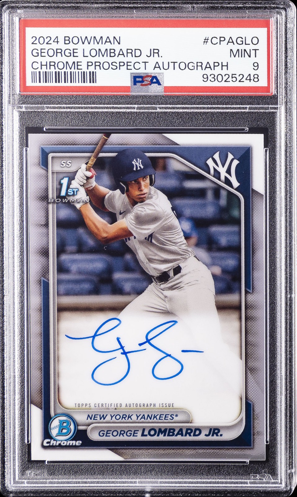 2024 BOWMAN CHROME PROSPECT AUTOS #CPAGLO GEORGE LOMBARD JR. PSA 9