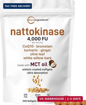 Micro Ingredients Nattokinase 10,000 FU Per Serving 240 Count (Pack of 1)