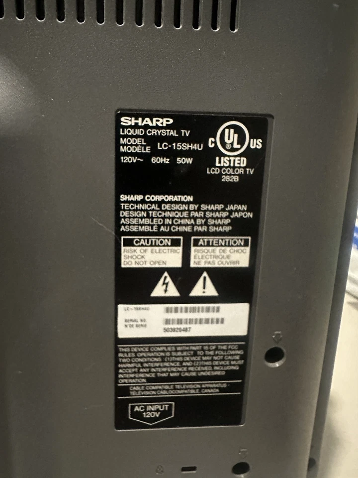 Vintage Sharp LC-15SH4U 15” LCD Flatscreen TV Retro Gaming Gamer Tv - Image 4 of 4