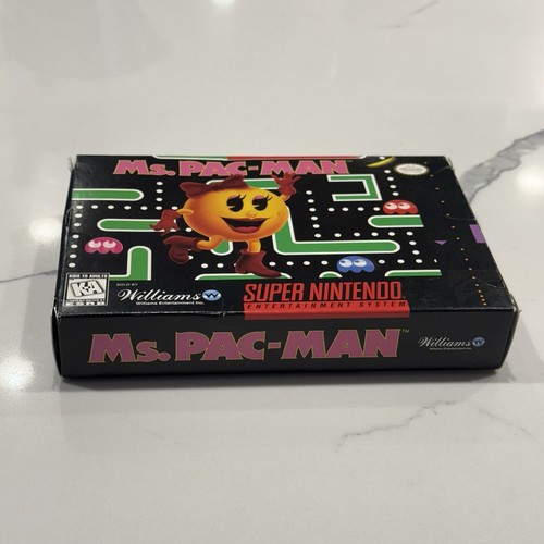 Ms. Pac-Man (SNES, 1996 Midway) Authentic Box No Manual TESTED FAST SHIPPED - Picture 3 of 22